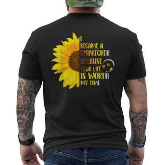 Your Life Is Worth My Time - 911 Dispatcher Emergency Men's Back Print T-shirt | Mazezy