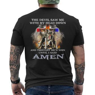 Lion The Devil Saw Me With My Head Down And Thought Men's Back Print T-shirt | Mazezy