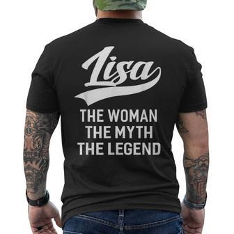 Lisa The Woman The Myth The Legend First Name Ladies Mens Back Print T-shirt - Seseable