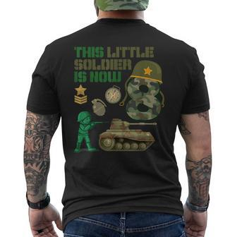 This Little Soldier Is Now 8 Army Tank 8Th Birthday Men's T-shirt Back Print - Seseable