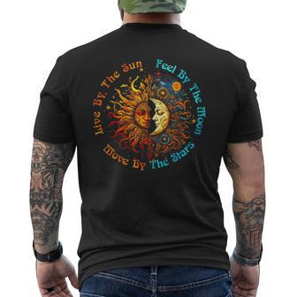 Live By The Sun Feel By The Moon Move By The Stars Men's Back Print T-shirt | Mazezy
