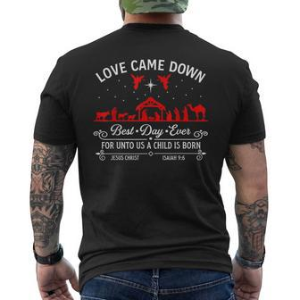 Love Came Down Best Day Ever Christmas Xmas Pajama Boy Girl Mens Back Print T-shirt - Seseable