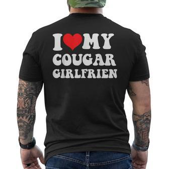 I Love My Cougar Girlfriend I Heart My Cougar Gf Men's Back Print T-shirt | Mazezy