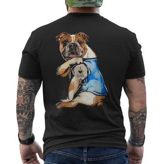 I Love Dad Tattoo English Bulldog Dog Dad Tattooed Men's T-shirt Back Print - Seseable