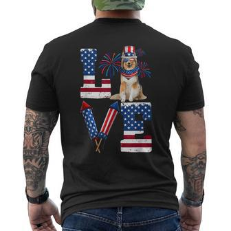 Love Fireworks American Flag Shetland Sheepdog 4Th Of July Mens Back Print T-shirt | Mazezy