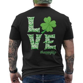 Love Irish Shamrock Happy Life St Patricks Day Men's Back Print T-shirt | Mazezy