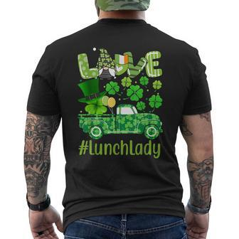 Love Lunch Lady Gnome Shamrock Saint Patricks Day Men's T-shirt Back Print - Seseable