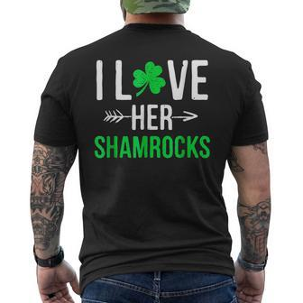 I Love Her Shamrocks St Patricks Day Couples Men's T-shirt Back Print - Seseable