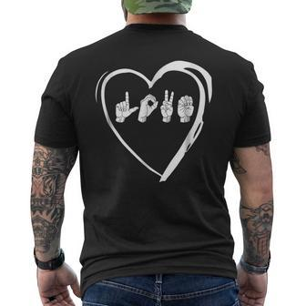 Love Sign Language Heart Asl Valentines Day Men's Back Print T-shirt | Mazezy
