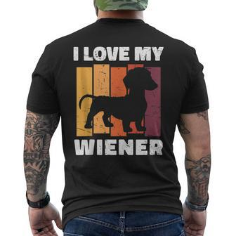 I Love My Wiener Dog Dachshund Dad Dog Lover Pun Men's T-shirt Back Print - Seseable