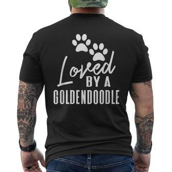 Loved By A Goldendoodle For Dog Mom Or Dad Men's Back Print T-shirt | Mazezy