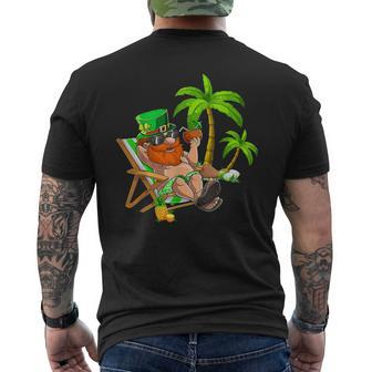 Lucky Irish Leprechaun Hawaiian Surfing St Patrick Day Retro Men's T-shirt Back Print - Thegiftio
