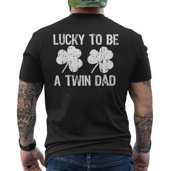 Lucky To Be A Twin Dad St Patricks Day Mens Back Print T-shirt