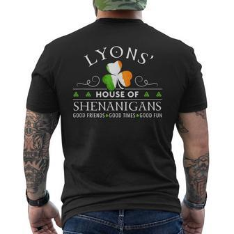 Lyons House Of Shenanigans Irish Family Name Mens Back Print T-shirt - Seseable