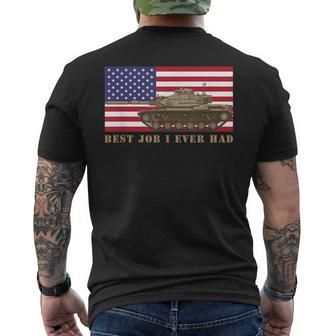M60 A3 Tanker Tank Crew Best Job I Ever Had American Flag Mens Back Print T-shirt - Seseable