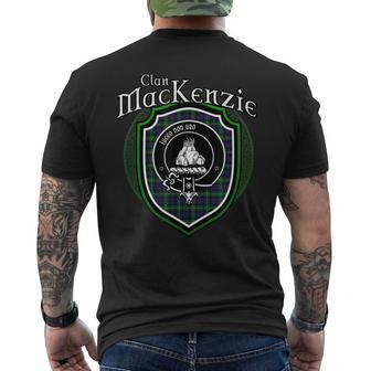 Mackenzie Clan Crest | Scottish Clan Mackenzie Family Badge Mens Back Print T-shirt - Seseable