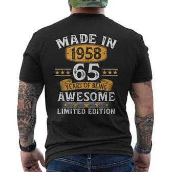 Made In 1958 65 Years Old 65Th Birthday For Men Men's T-shirt Back Print - Seseable