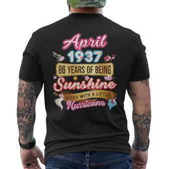 Made In April 1937 Girl 86 Years Old 86Th Birthday Sunshine Men's Back Print T-shirt | Mazezy