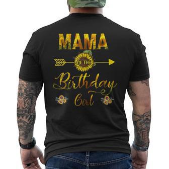 Womens Mama Of The Birthday Girl Mom Sunflowers First Birthday Men's Back Print T-shirt | Mazezy