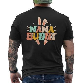 Mama Bunny Retro Groovy Bunny Mom Mommy Happy Easter Day Men's Back Print T-shirt | Mazezy
