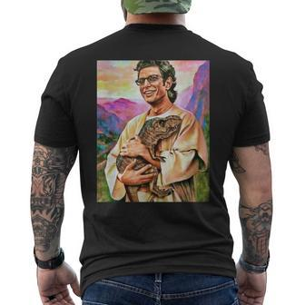 A Man And His Mystical Baby T-Rex Men's Back Print T-shirt | Mazezy