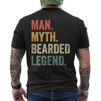 Mens Man Myth Bearded Legend Dad Beard Fathers Day Vintage Men's T-shirt Back Print - Seseable