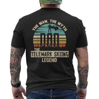 Man Myth Legend Dad Telemark Skiing Men's T-shirt Back Print - Seseable