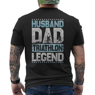 Marathon Husband Dad Triathlon Legend Triathlon Mens Men's Back Print T-shirt | Mazezy