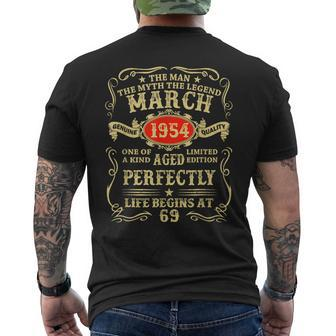 March 1954 The Man Myth Legend 69 Year Old Birthday Gifts Mens Back Print T-shirt - Seseable