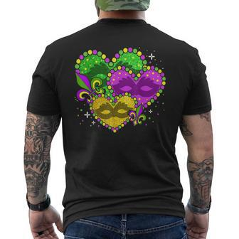 Mardi Gras Heart Fleur-De-Lys Symbol Mardi Gras Men's T-shirt Back Print - Seseable