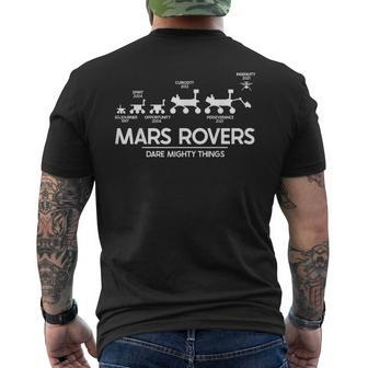 Mars Perseverance Rover Dare Mighty Things Landing Timeline Men's Back Print T-shirt | Mazezy