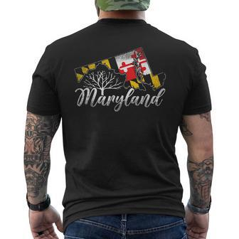 Maryland Flag And Pride Home Family Vintage Maryland Men's T-shirt Back Print - Seseable