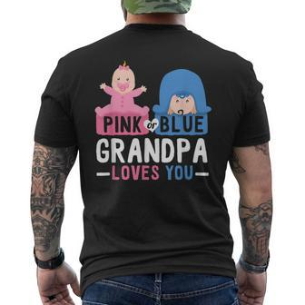 Matching Outfit Pink Or Blue Grandpa Loves You Baby Shower Men's Back Print T-shirt | Mazezy AU