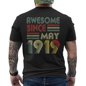 May 1919 T Shirt 100 Years Old 100Th Birthday Decorations Men's Back Print T-shirt | Mazezy