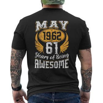 May 1962 61 Years Of Being Awesome Vintage 61St Birthday Mens Back Print T-shirt - Seseable
