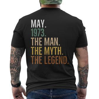 May 1973 The Man The Myth The Legend Birthday Men's Back Print T-shirt | Mazezy