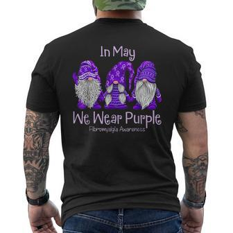 In May We Wear Purple For Fibromyalgia Awareness Gnome Men's Back Print T-shirt | Mazezy
