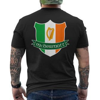 Mcdermott Irish Name Ireland Flag Harp Family Mens Back Print T-shirt - Seseable