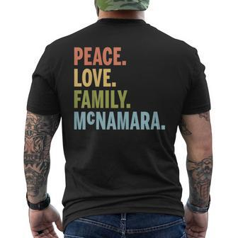 Mcnamara Last Name Peace Love Family Matching Mens Back Print T-shirt - Seseable
