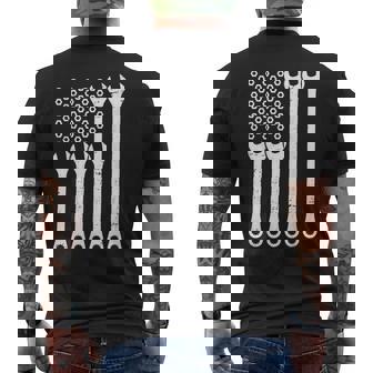Mechanic American Flag Wrench Mechanics Fans Patriotic Mens Back Print T-shirt | Mazezy