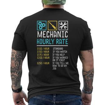 Mechanic Hourly Rate I Car Enthusiast Mens Back Print T-shirt | Mazezy CA