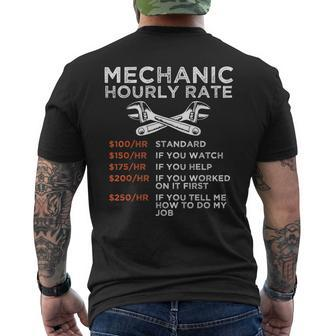 Mechanic Hourly Rate Repairing Prices Repairman Gift Mens Back Print T-shirt | Mazezy UK
