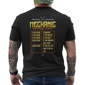 Mechanic Hourly Rates | Funny Electrician Idea Mens Back Print T-shirt | Mazezy