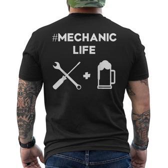 Mechanic Life Beer Funny Gift T Mens Back Print T-shirt | Mazezy