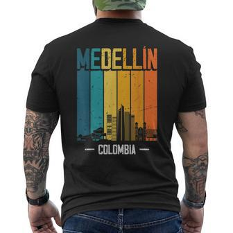 Medellin Colombia Retro Vintage Sunset Skyline Medellin Men's Back Print T-shirt | Mazezy