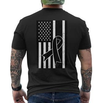 Melanoma Cancer United States Patriotic Flag Patriot Men's T-shirt Back Print - Seseable