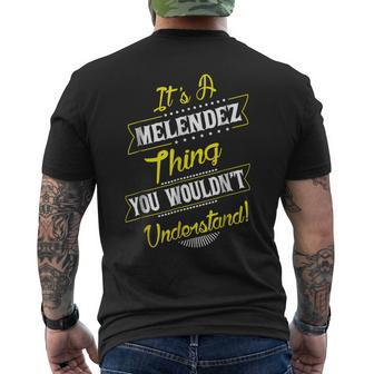 Melendez Thing Family Name Reunion Surname Tree T Mens Back Print T-shirt - Seseable