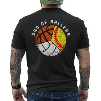 Mens Dad Of Ballers Funny Softball Volleyball Basketball Dad  Men's Crewneck Short Sleeve Back Print T-shirt