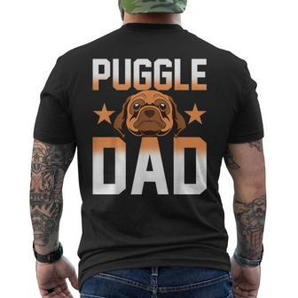 Mens Daddy Puggle Dad Dog Owner Dog Lover Pet Animal Puggle Men's Crewneck Short Sleeve Back Print T-shirt
