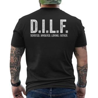 Mens Dilf  Men Funny Fathers Day Gift For Dad  Men's Crewneck Short Sleeve Back Print T-shirt